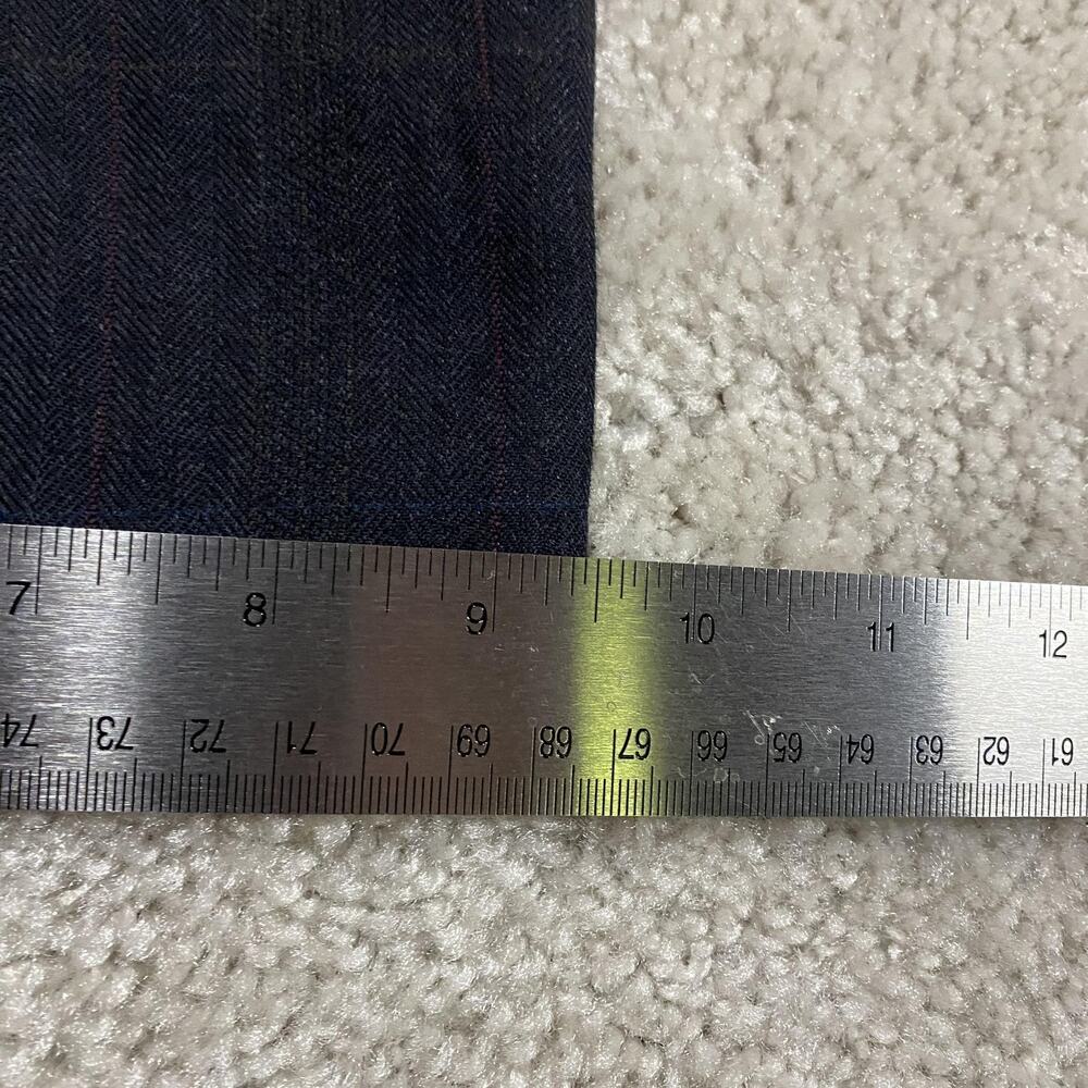 VTG Christian Dior Monsieur Pants Mens 37x30 Blue Wool Herringbone Pleated - Picture 9 of 10